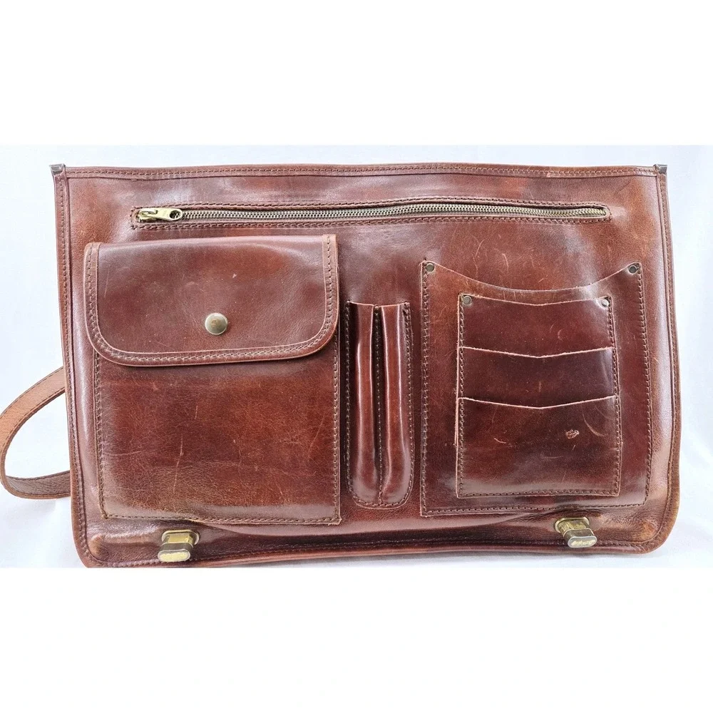 I Medici Firenze Italian Leather Briefcase Messenger Bag - Size 17.5x11.75x5